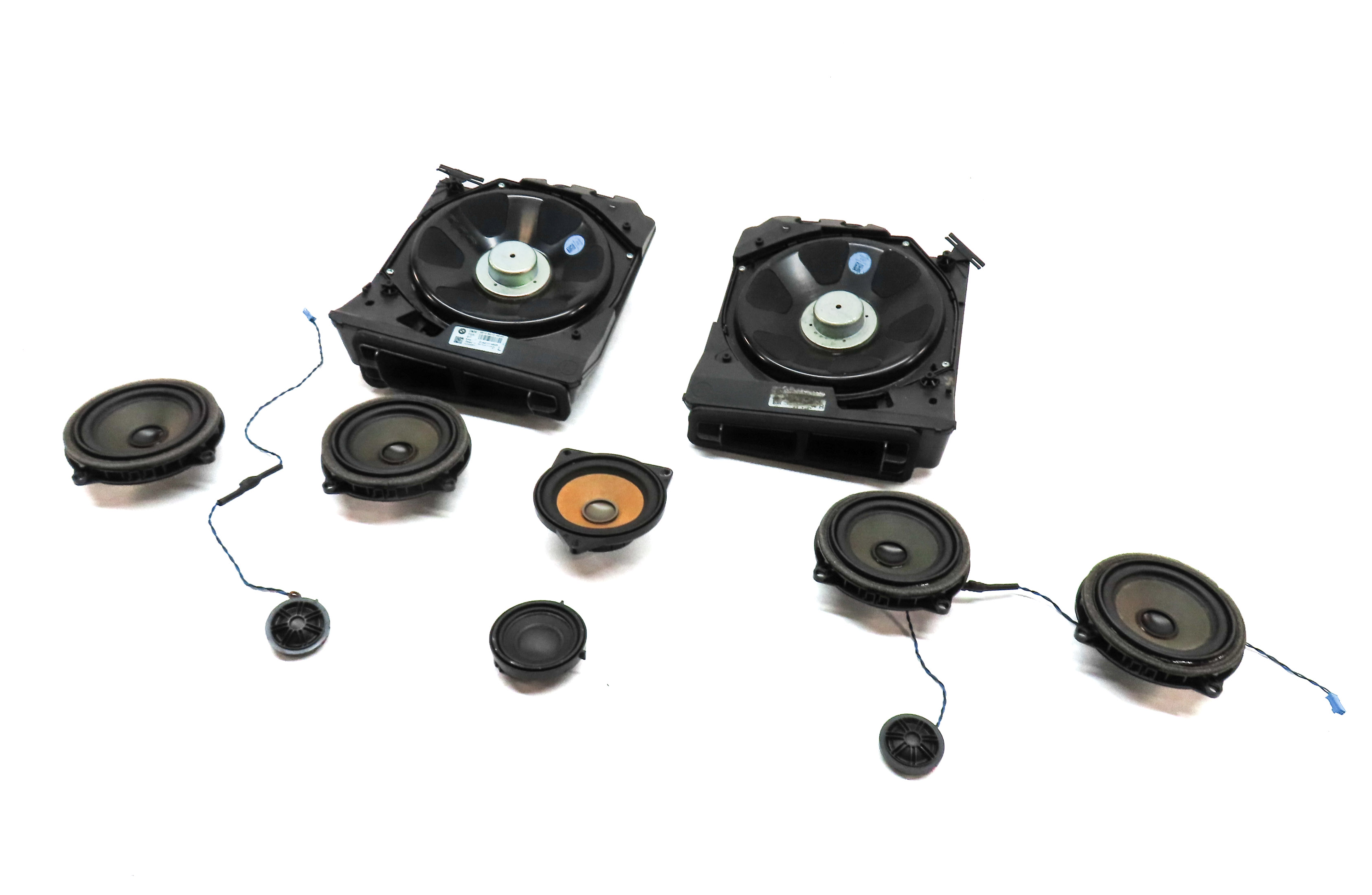 2014 BMW 328D (F30) RADIO STEREO SOUND SYSTEM SPEAKER SUB SUBWOOFER SET/10 — exact item pictured